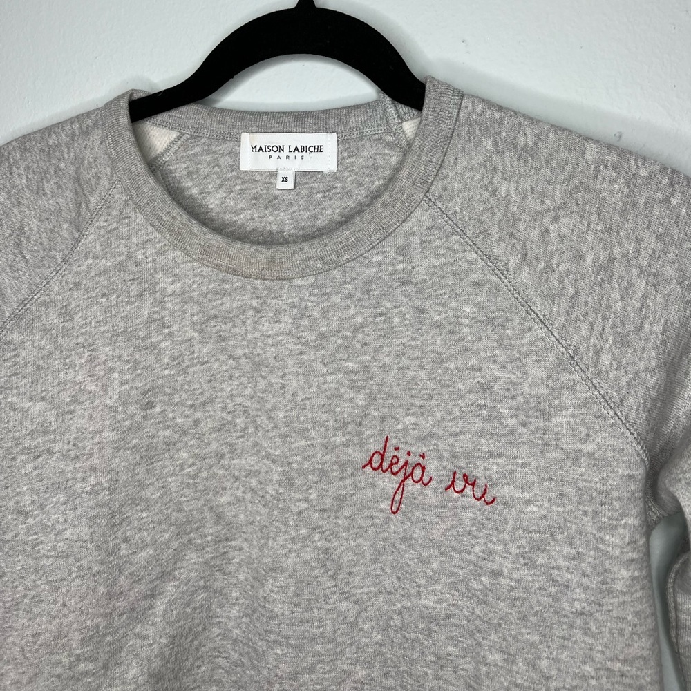 Madison Labiche “deja vu” embroidered sweater in grey size xs
